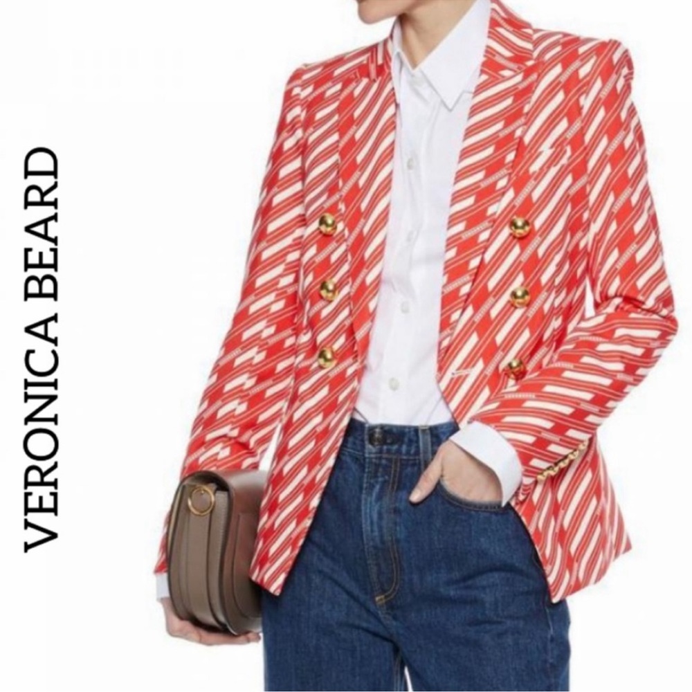 Veronica Beard Red Jacket with Gold Buttons NWT